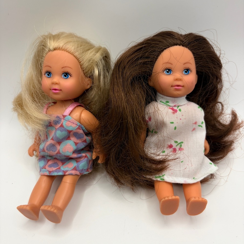 Simba Evi Love Steffi Toddler Doll Lot 2 Blonde Brunette 4.5" Kids Mini Toy Mini